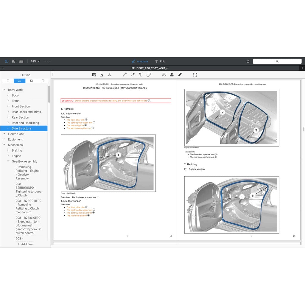 PEUGEOT 208 A9 (2012-2017) SERVICE WORKSHOP MANUAL - Image 9