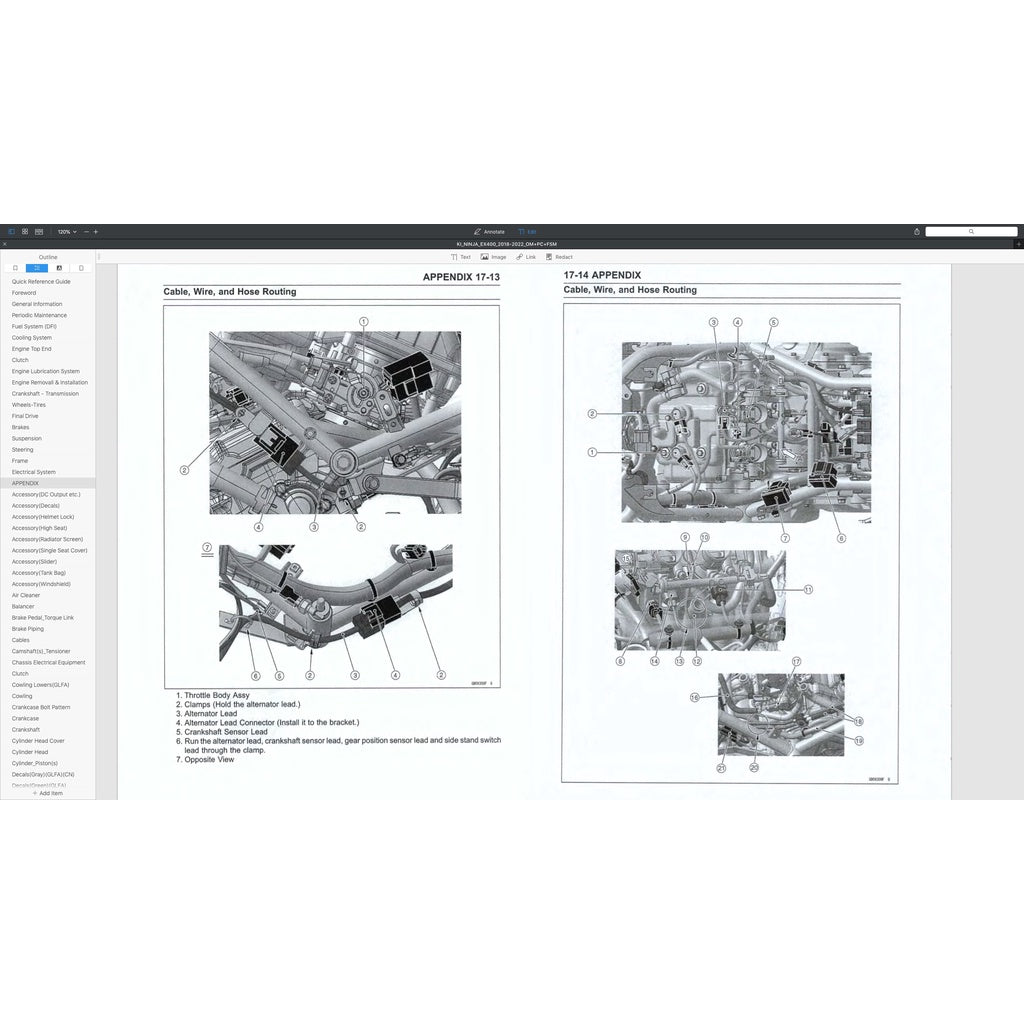KAWASAKI NINJA 400 (2018-2022) SERVICE WORKSHOP MANUAL + PARTS CATALOGUE +OWNER'S MANUAL - Image 8