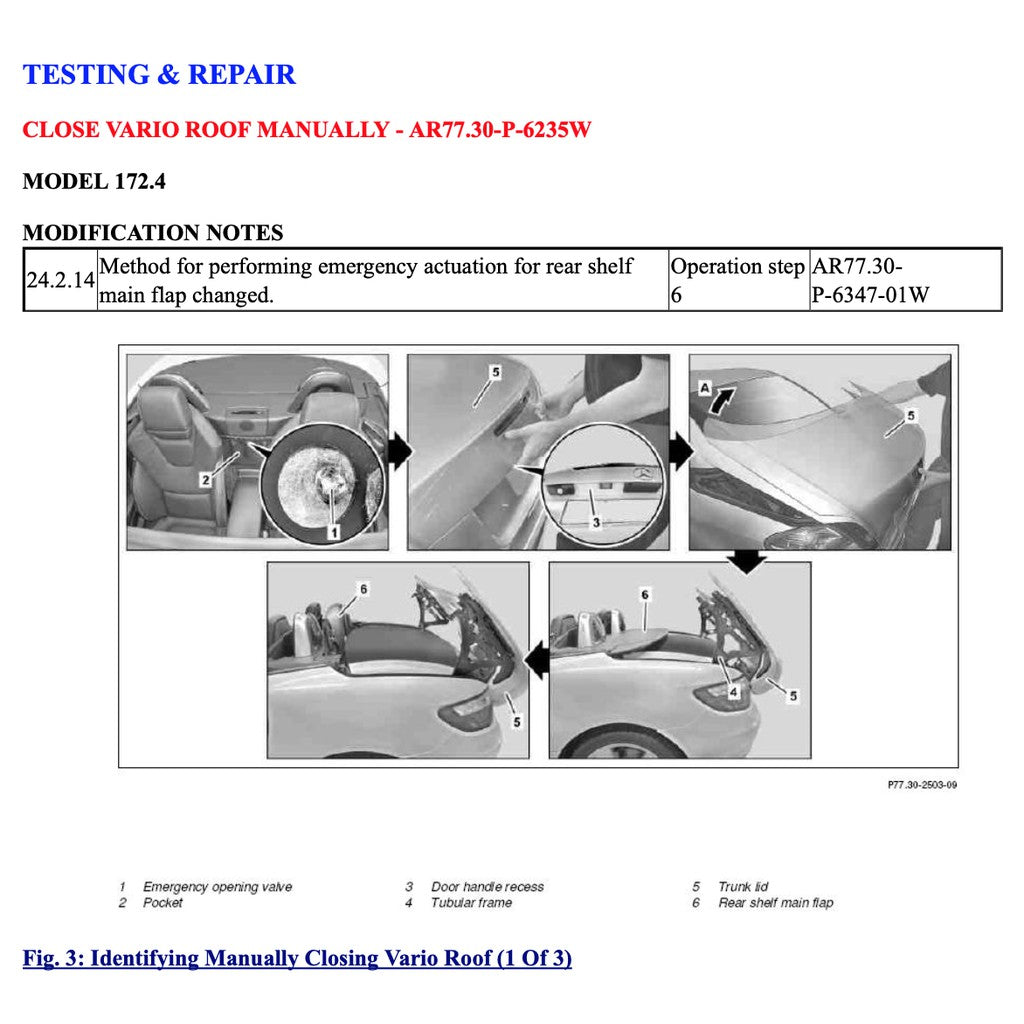 MERCEDES-BENZ SLK R172 (2011-2020) VARIO ROOF SERVICE REPAIR MANUAL - Image 4
