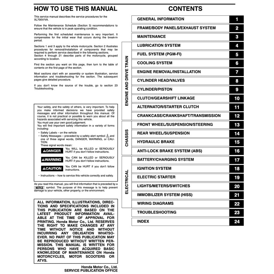 HONDA TRANSALP XL700V/VA (2008-2022) SERVICE WORKSHOP MANUAL + PARTS CATALOGUE + OWNER'S MANUAL - Image 3