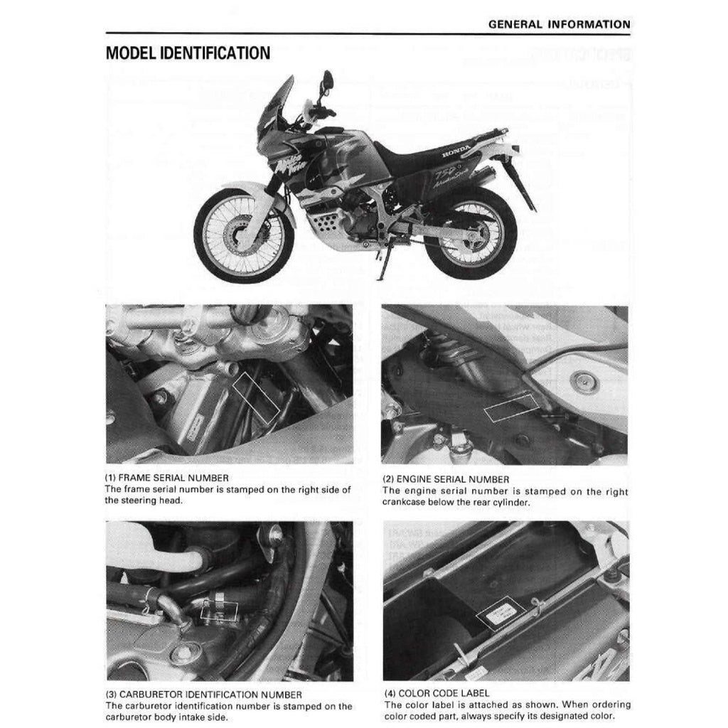 HONDA AFRICA TWIN XRV 750 T (1996-2000) SERVICE WORKSHOP MANUAL + PARTS CATALOGUE + OWNER'S MANUAL - Image 4