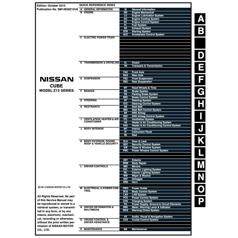 NISSAN CUBE Z12 (2009-2019) SERVICE WORKSHOP MANUAL - Image 3