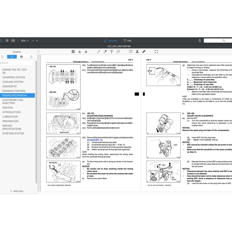 TOYOTA ENGINE 1ZZ-FE / 2ZZ-GE SERVICE REPAIR WORKSHOP MANUAL - Image 9