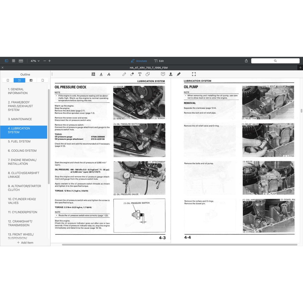 HONDA AFRICA TWIN XRV 750 T (1996-2000) SERVICE WORKSHOP MANUAL + PARTS CATALOGUE + OWNER'S MANUAL - Image 6