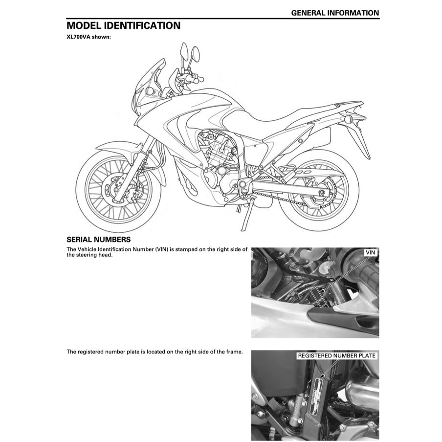 HONDA TRANSALP XL700V/VA (2008-2022) SERVICE WORKSHOP MANUAL + PARTS CATALOGUE + OWNER'S MANUAL - Image 4