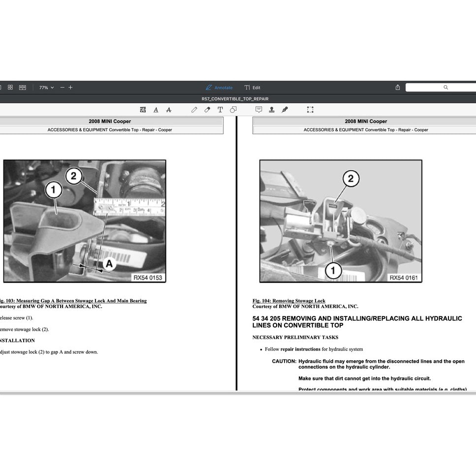 MINI COOPER R57 (2009-2013) CONVERTIBLE TOP SERVICE & REPAIR MANUAL - Image 7