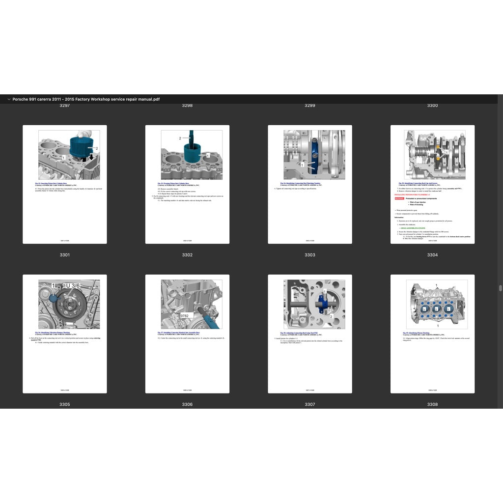 PORSCHE 911 991.1 (2011-2016) SERVICE WORKSHOP MANUAL + PARTS CATALOGUE - Image 8