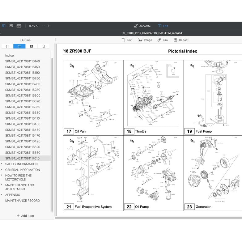 KAWASAKI Z900 ABS (2017+) SERVICE WORKSHOP MANUAL + PARTS CATALOGUE + OWNER'S MANUAL - Image 10