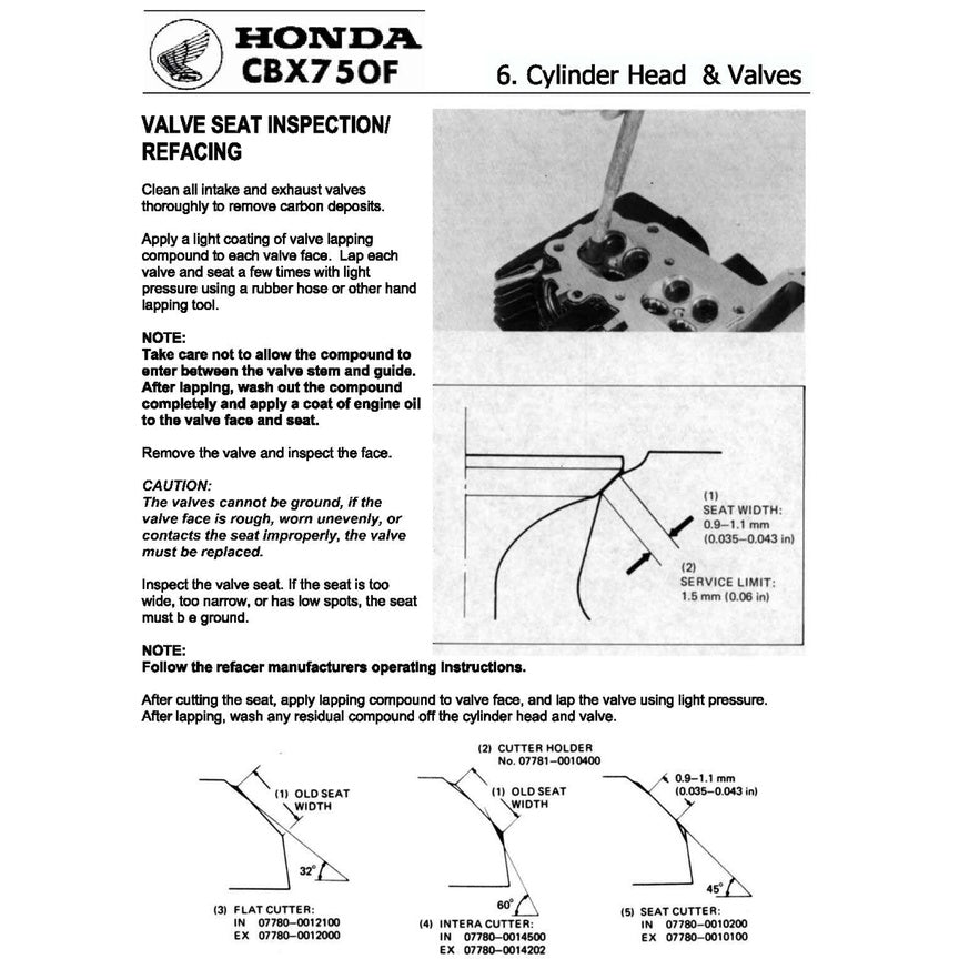 HONDA CBX 750F (1983-1988) SERVICE WORKSHOP MANUAL + PARTS CATALOGUE + OWNER'S MANUAL - Image 7