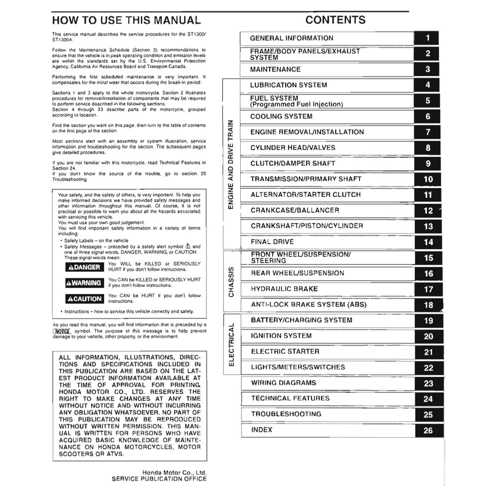 HONDA ST1300/A (2003-2010) SERVICE WORKSHOP MANUAL + PARTS CATALOGUE + OWNER'S MANUAL - Image 3