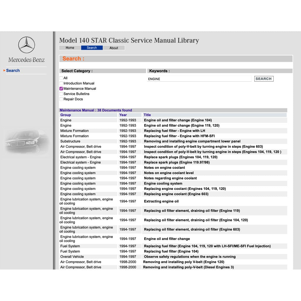 MERCEDES-BENZ W140 (1991-1998) SERVICE WORKSHOP MANUAL LIBRARY - Image 10