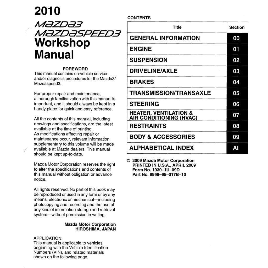 MAZDA 3 BL (2009-2013) SERVICE WORKSHOP MANUAL - Image 3