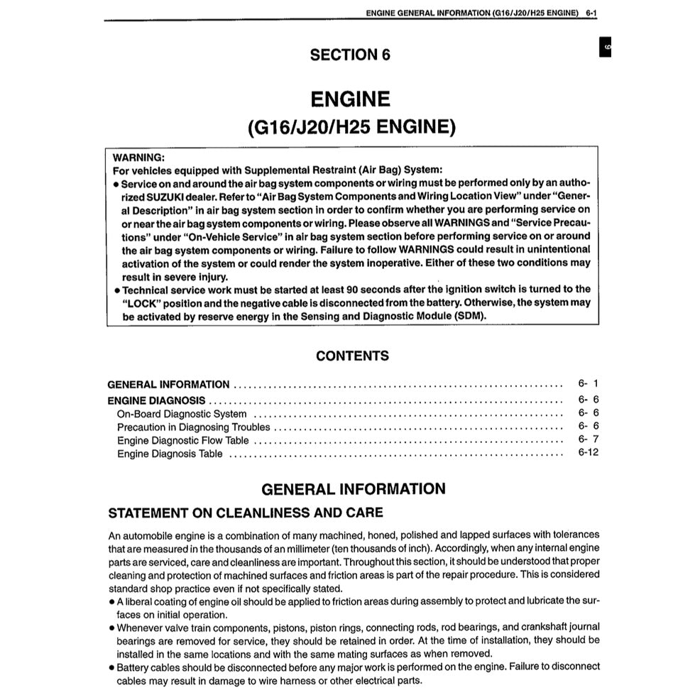 SUZUKI GRAND VITARA (1998-2005) SERVICE WORKSHOP MANUAL - Image 9