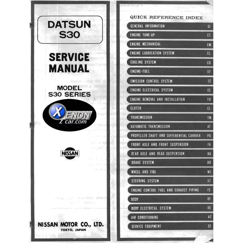 DATSUN 260Z S30 (1974-1978) SERVICE WORKSHOP MANUAL + PARTS CATALOGUE - Image 3