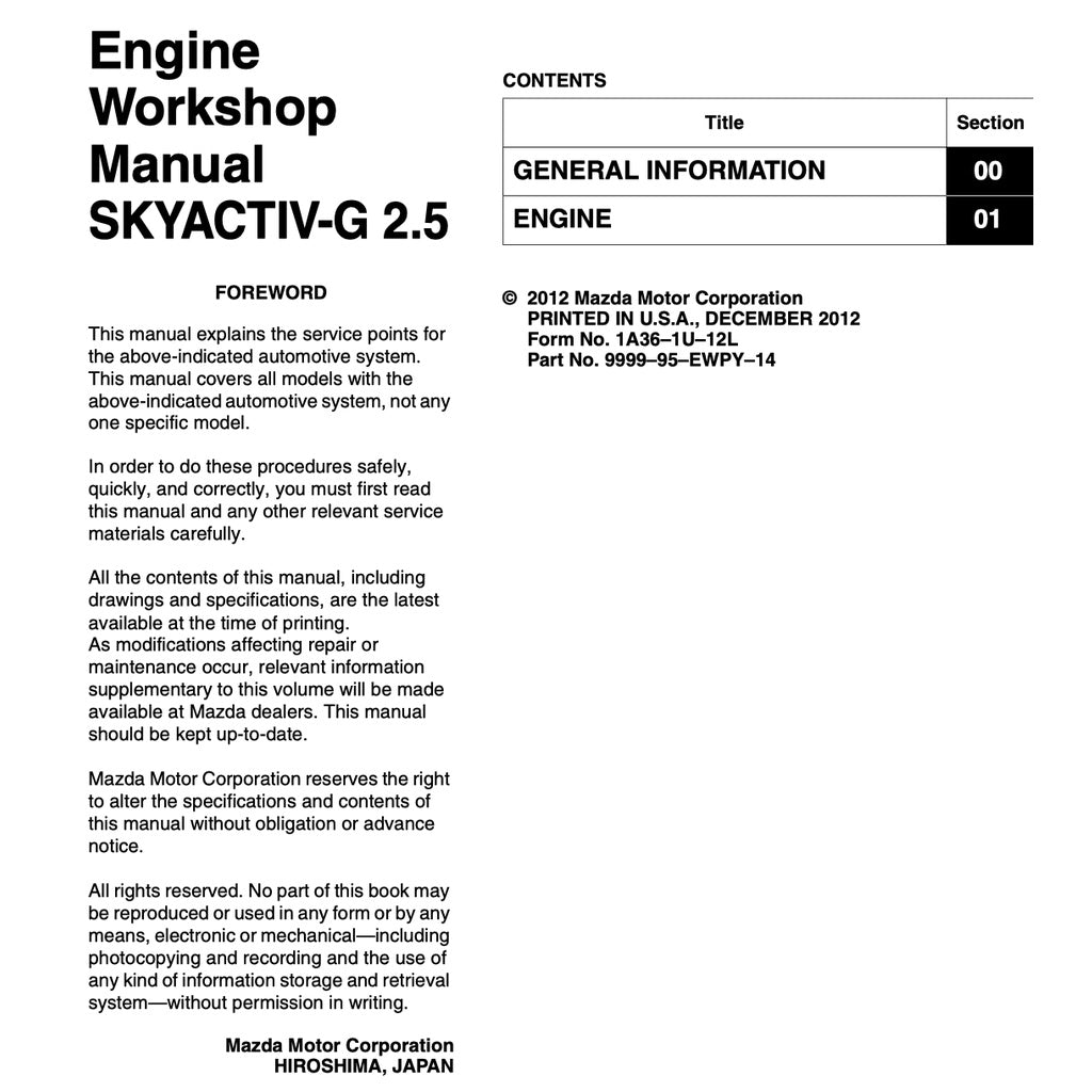 MAZDA 6 GJ1 (2013-2021) SERVICE WORKSHOP MANUAL - Image 3