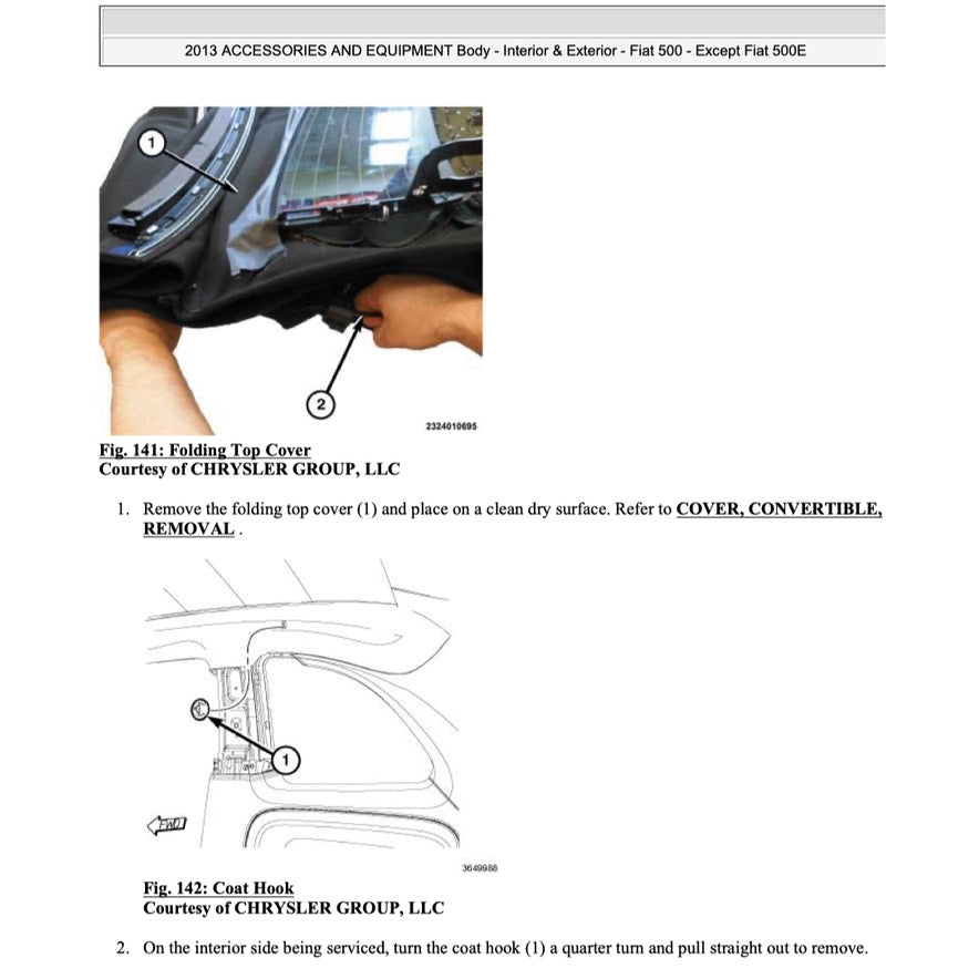 FIAT 500 C (2007-2019) CONVERTIBLE ROOF SERVICE & REPAIR MANUAL - Image 8