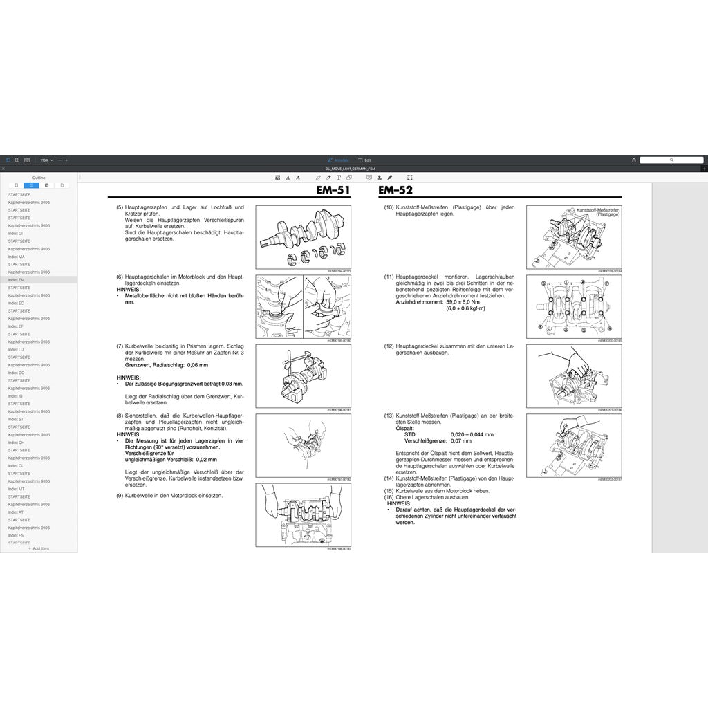 DAIHATSU MOVE L601 GERMAN LANGUAGE EDITION (1995-1998) SERVICE WORKSHOP MANUAL - Image 7
