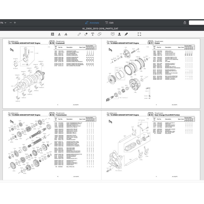 KAWASAKI Z1000 (2014-2016) SERVICE WORKSHOP MANUAL + PARTS CATALOGUE + OWNER'S MANUAL - Image 10