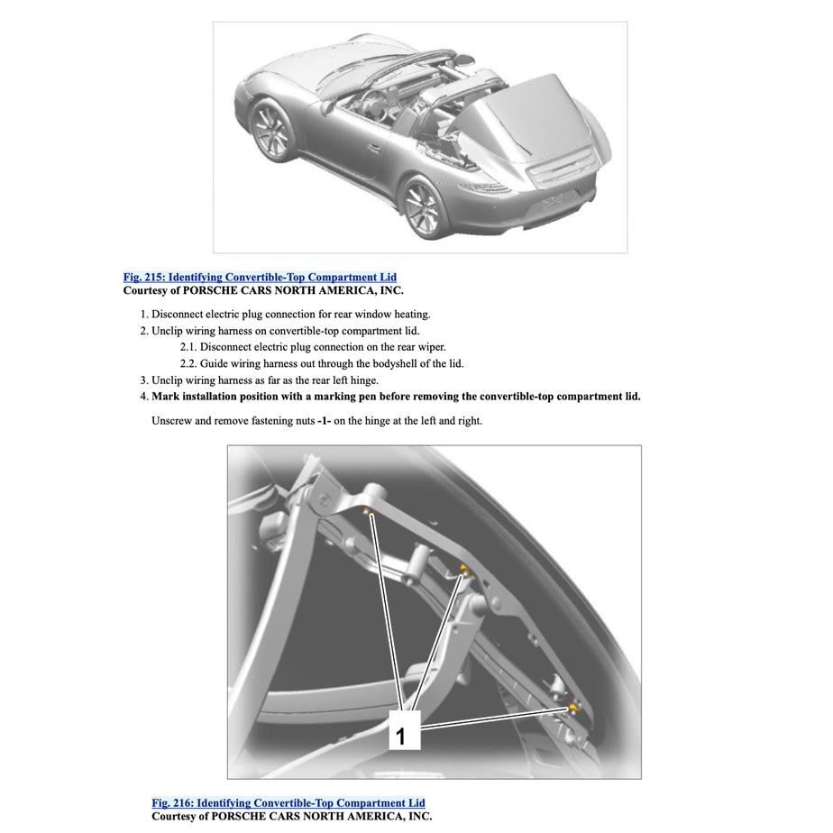 PORSCHE 911 991.1 (2011-2016) CONVERTIBLE TOP SERVICE REPAIR MANUAL - Image 9