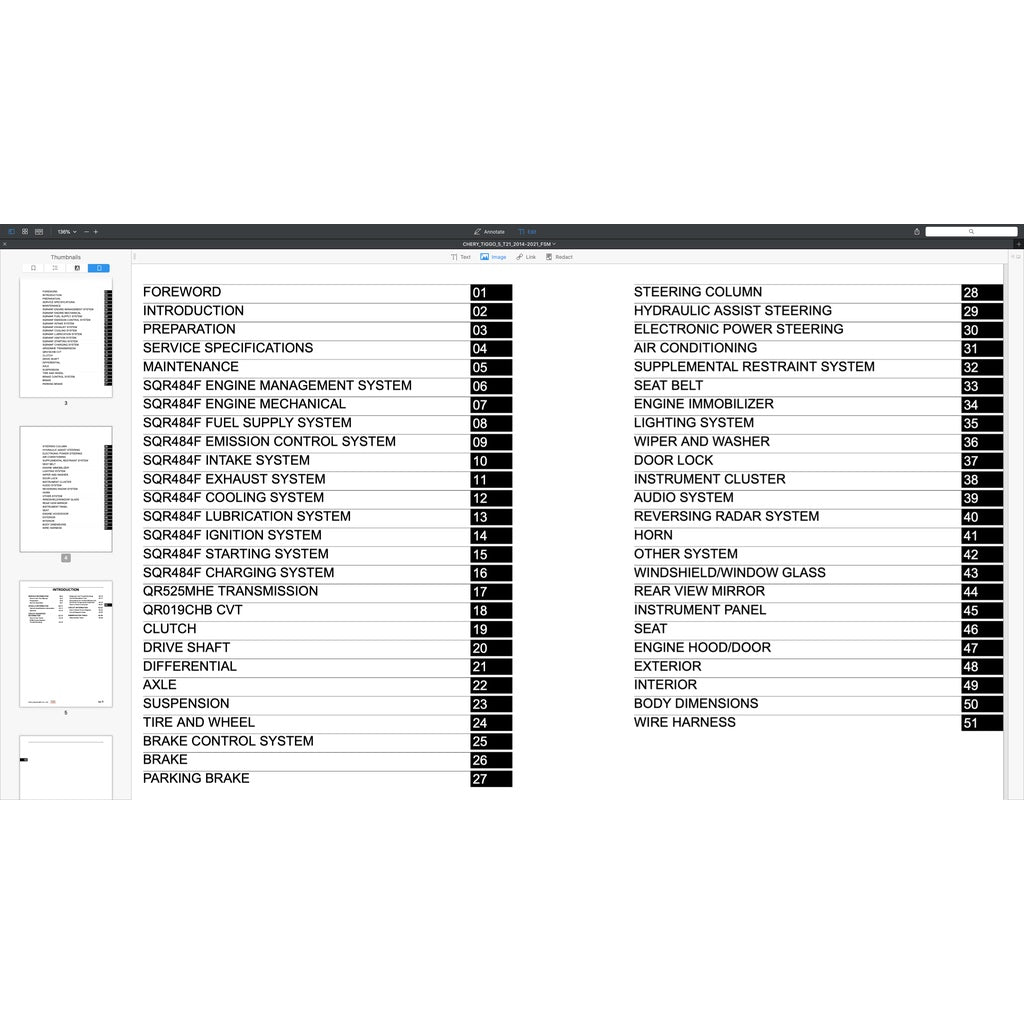 CHERY TIGGO 5 T21 (2014-2021) SERVICE WORKSHOP MANUAL - Image 3