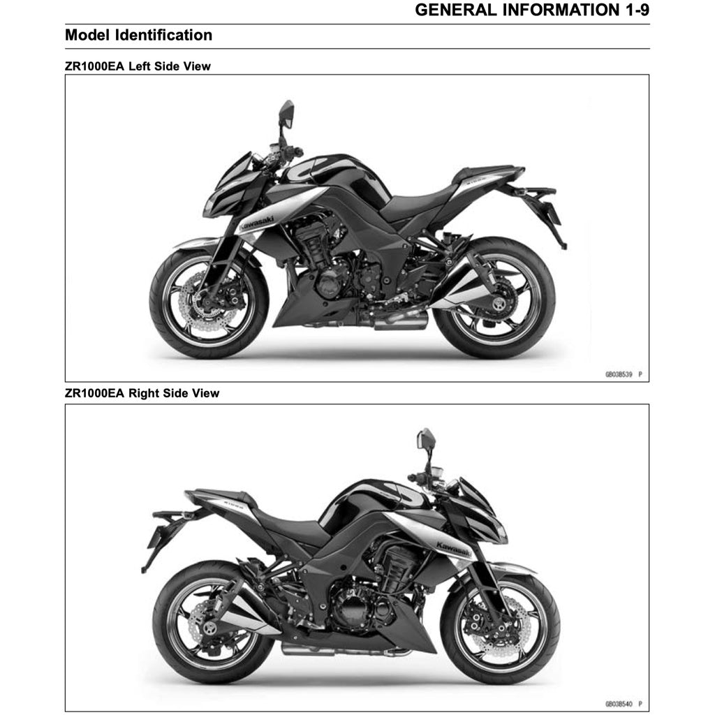 KAWASAKI Z1000 (2010-2013) SERVICE WORKSHOP MANUAL + OWNER'S MANUAL - Image 4
