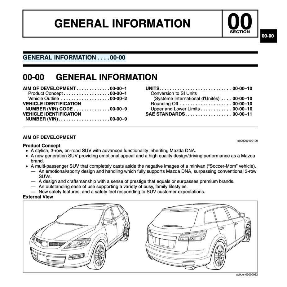 MAZDA CX-9 TB (2007-2015) SERVICE WORKSHOP MANUAL - Image 4