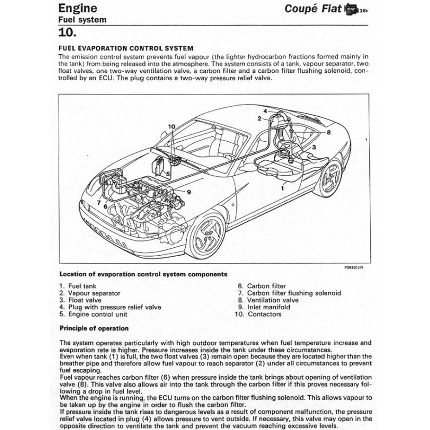 COUPE FIAT COUPE 175 (1993-2000) SERVICE WORKSHOP MANUAL + OWNER's HANDBOOK - Image 9