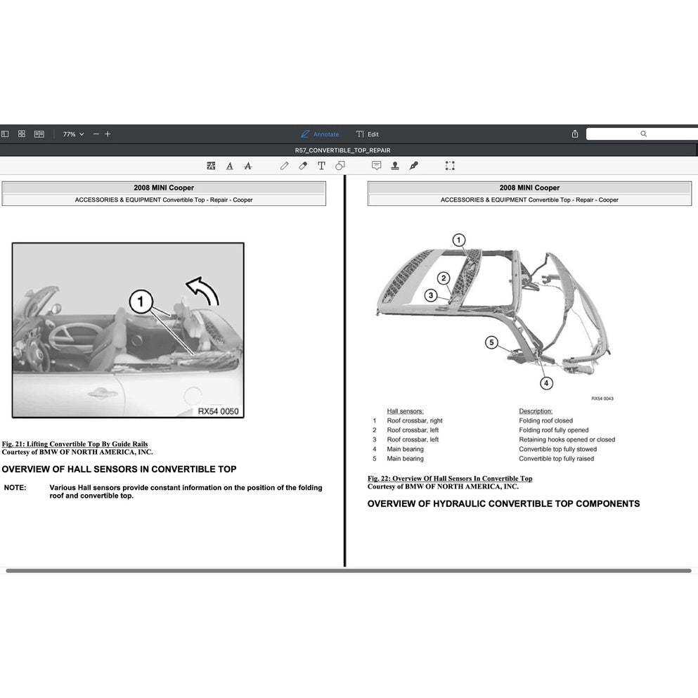 MINI COOPER R57 (2009-2013) CONVERTIBLE TOP SERVICE & REPAIR MANUAL - Image 9