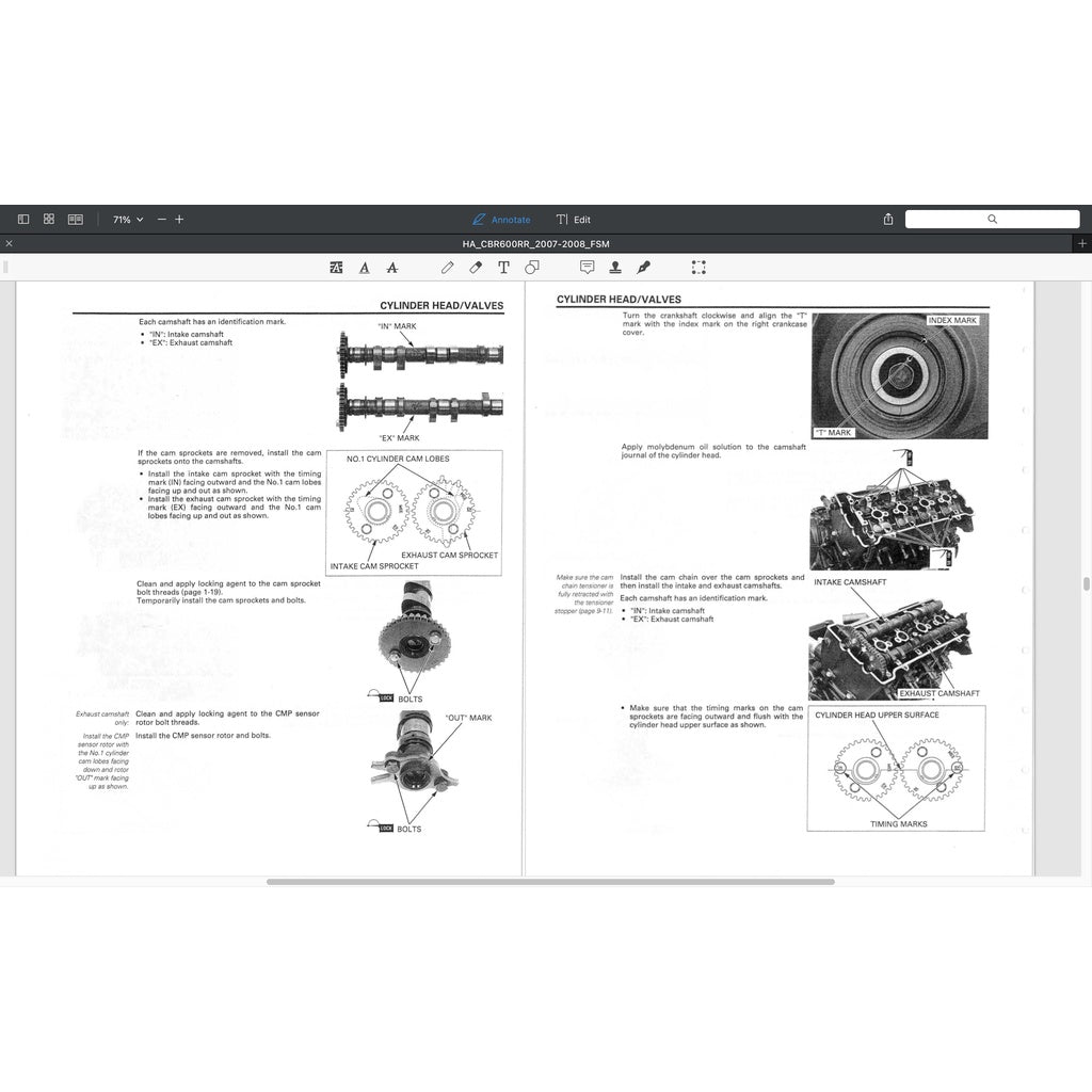 HONDA CBR600RR (2007-2008) SERVICE WORKSHOP MANUAL + PARTS CATALOGUE + OWNER'S MANUAL - CBR 600 RR - Image 10