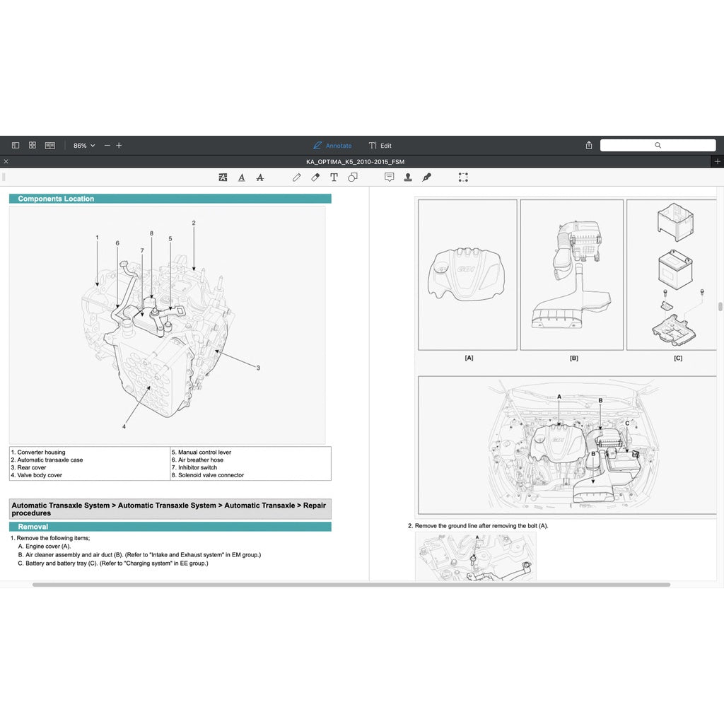 KIA OPTIMA K5 TF (2010-2015) SERVICE WORKSHOP MANUAL - Image 10