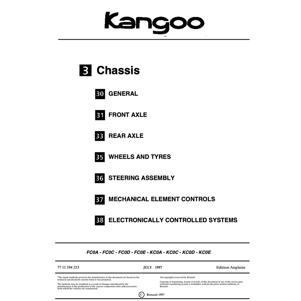 RENAULT KANGOO I X76 KC/KW (1997-2007) SERVICE WORKSHOP MANUAL - Image 6