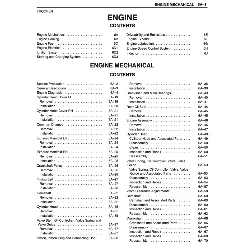 ISUZU TROOPER UX/UBS SERIES (1998-2003) SERVICE WORKSHOP MANUAL - Image 4