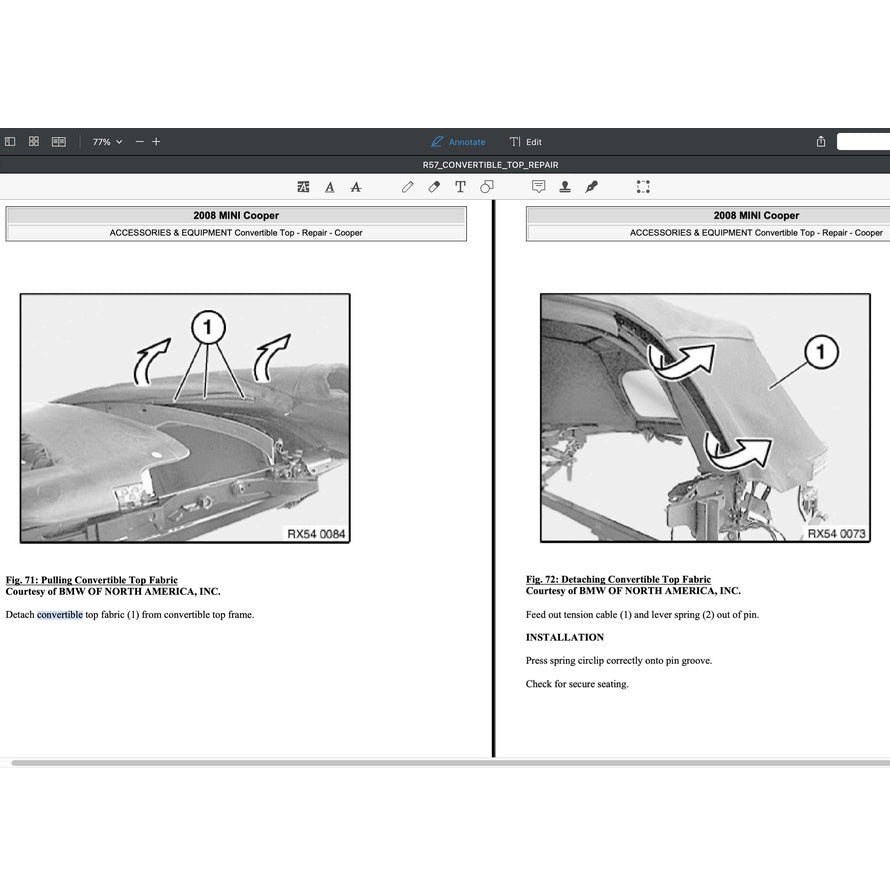 MINI COOPER R57 (2009-2013) CONVERTIBLE TOP SERVICE & REPAIR MANUAL - Image 10