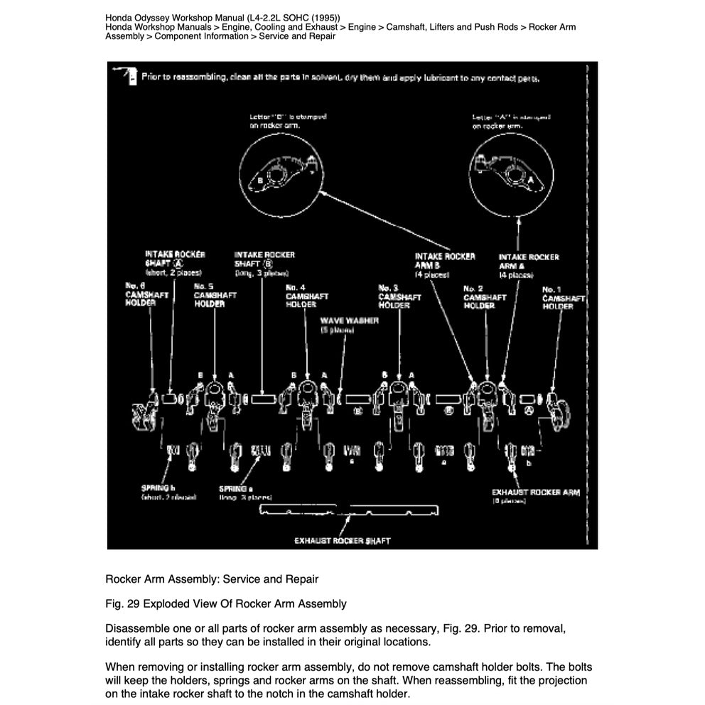 HONDA ODYSSEY RA 1/2/3/4/5 (1994-1999) SERVICE WORKSHOP MANUAL - Image 6
