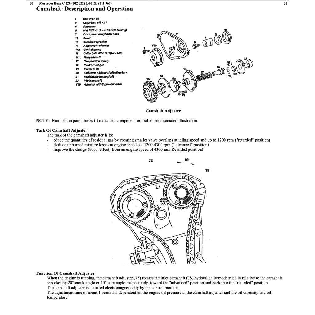 MERCEDES BENZ C-CLASS W202 M111 (1993-2000) SERVICE WORKSHOP MANUAL - Image 7