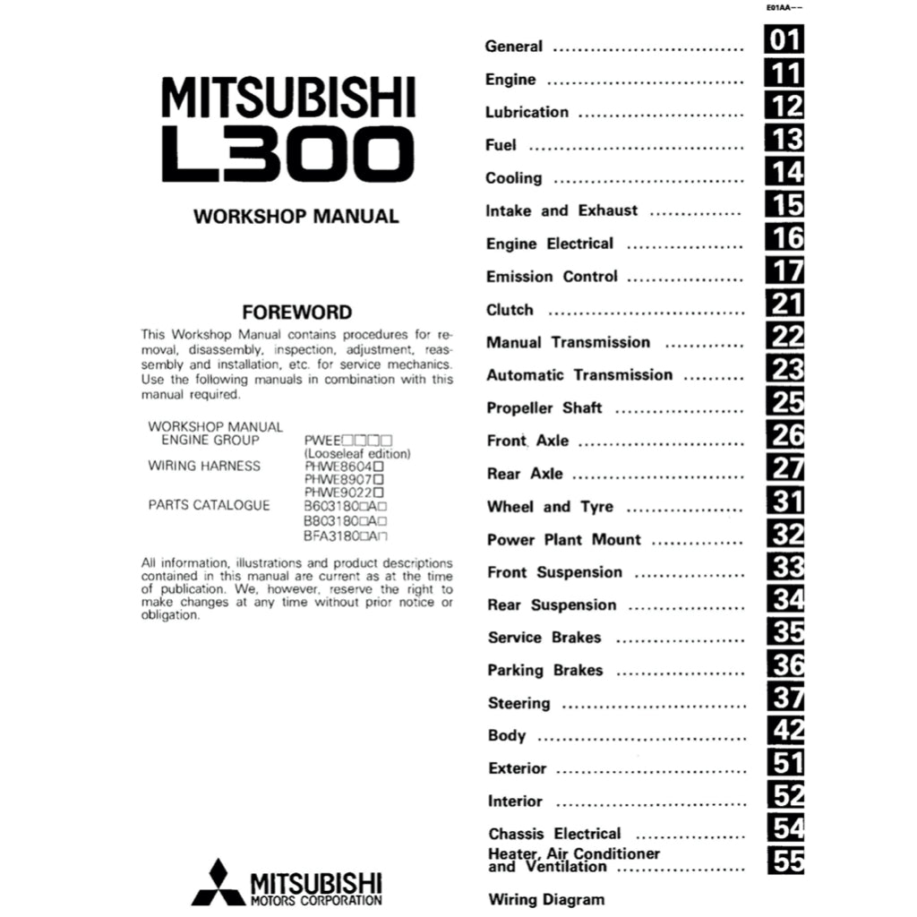 MITSUBISHI DELICA L300 (1986-1999) SERVICE WORKSHOP MANUAL - Image 10