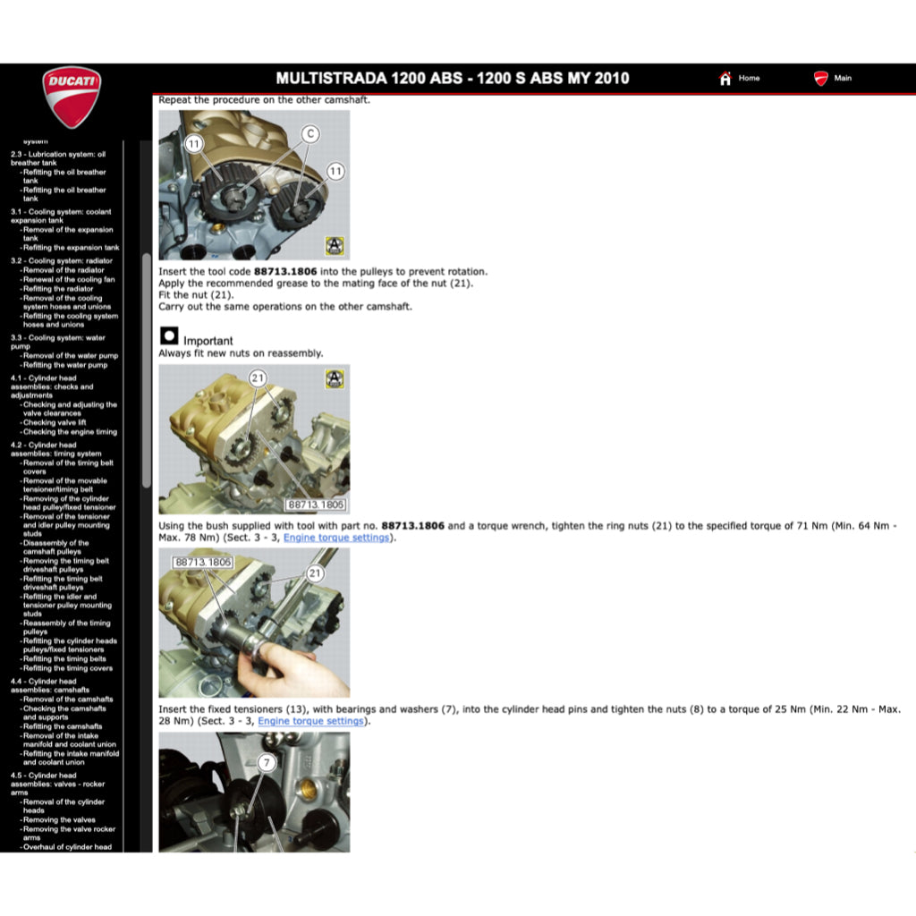 DUCATI MULTISTRADA 1200S (2010-2012) SERVICE WORKSHOP MANUAL + PARTS CATALOGUE + OWNER'S MANUAL - Image 7