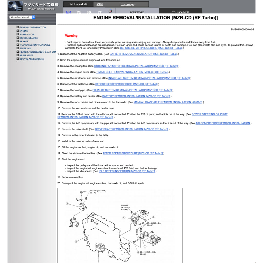MAZDA MPV PREMACY LW (1999-2006) SERVICE WORKSHOP MANUAL - Image 4