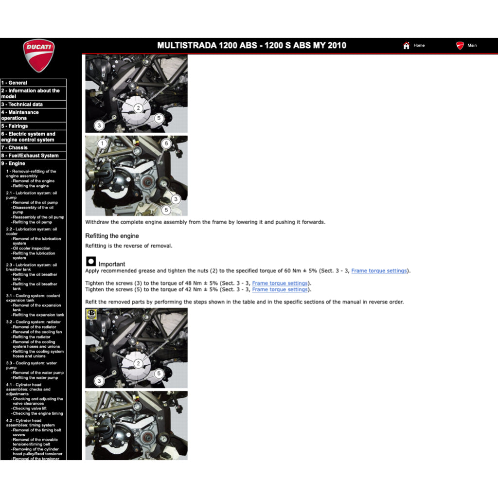 DUCATI MULTISTRADA 1200S (2010-2012) SERVICE WORKSHOP MANUAL + PARTS CATALOGUE + OWNER'S MANUAL - Image 9