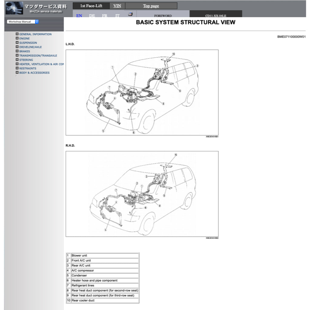 MAZDA MPV PREMACY LW (1999-2006) SERVICE WORKSHOP MANUAL - Image 9