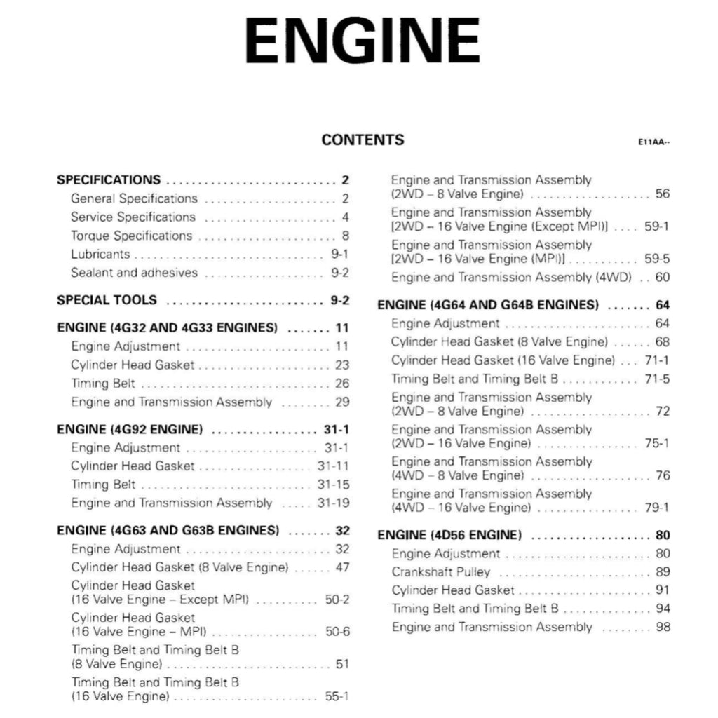 MITSUBISHI DELICA L300 (1986-1999) SERVICE WORKSHOP MANUAL - Image 4
