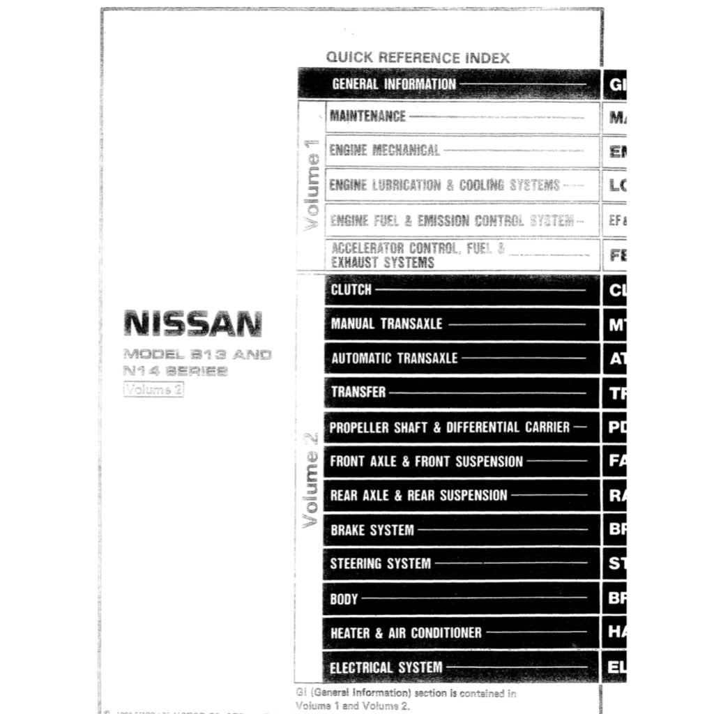 NISSAN SENTRA / SUNNY B13/N14 (1990-1995) SERVICE WORKSHOP MANUAL - Image 4