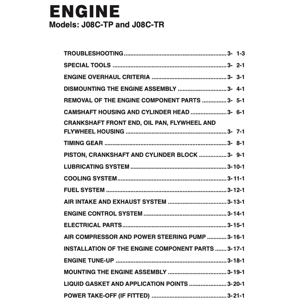 HINO ENGINE J08C-TP/TR WORKSHOP SERVICE REPAIR MANUAL - Image 3