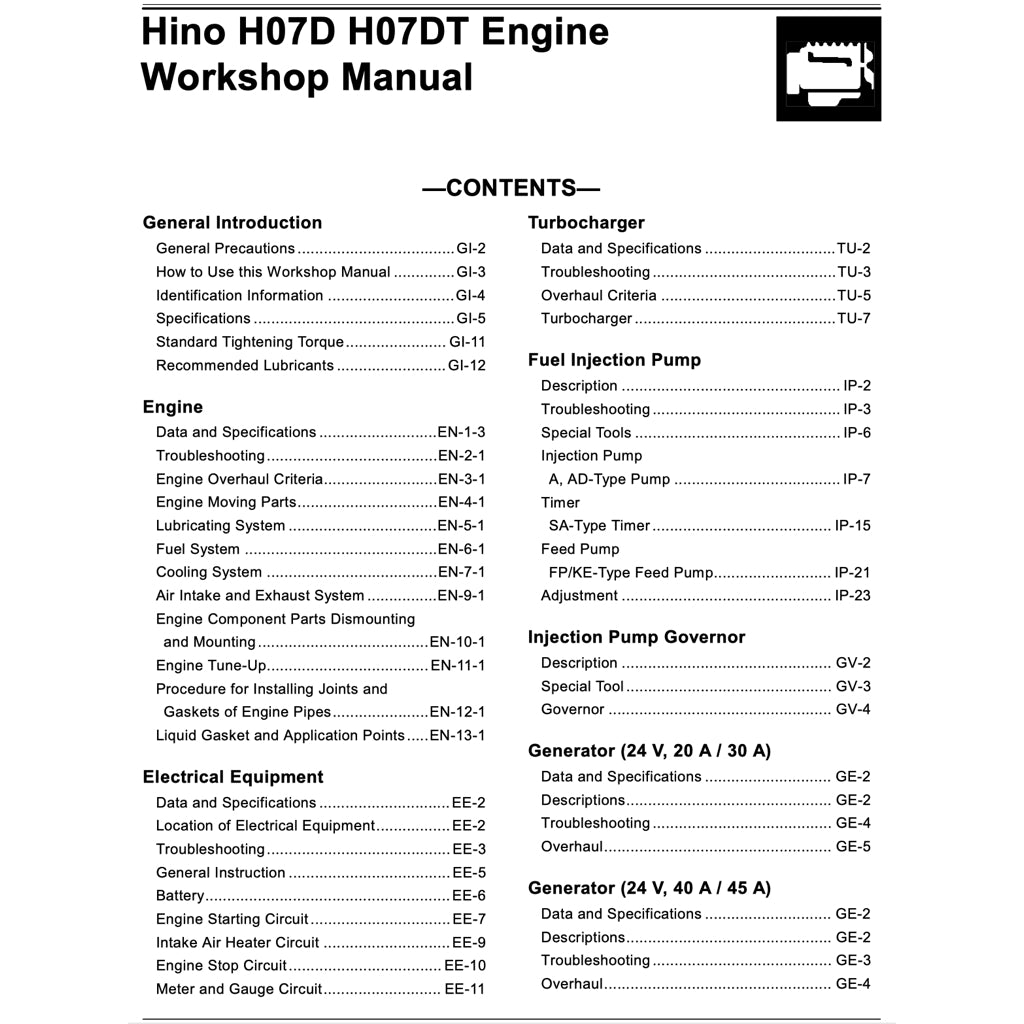 HINO ENGINE H07D /H07D-T WORKSHOP SERVICE REPAIR MANUAL - Image 5