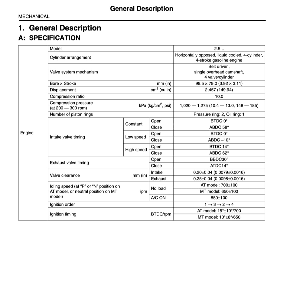 SUBARU IMPREZA GE/GH (2008-2011) SERVICE WORKSHOP MANUAL - Image 4