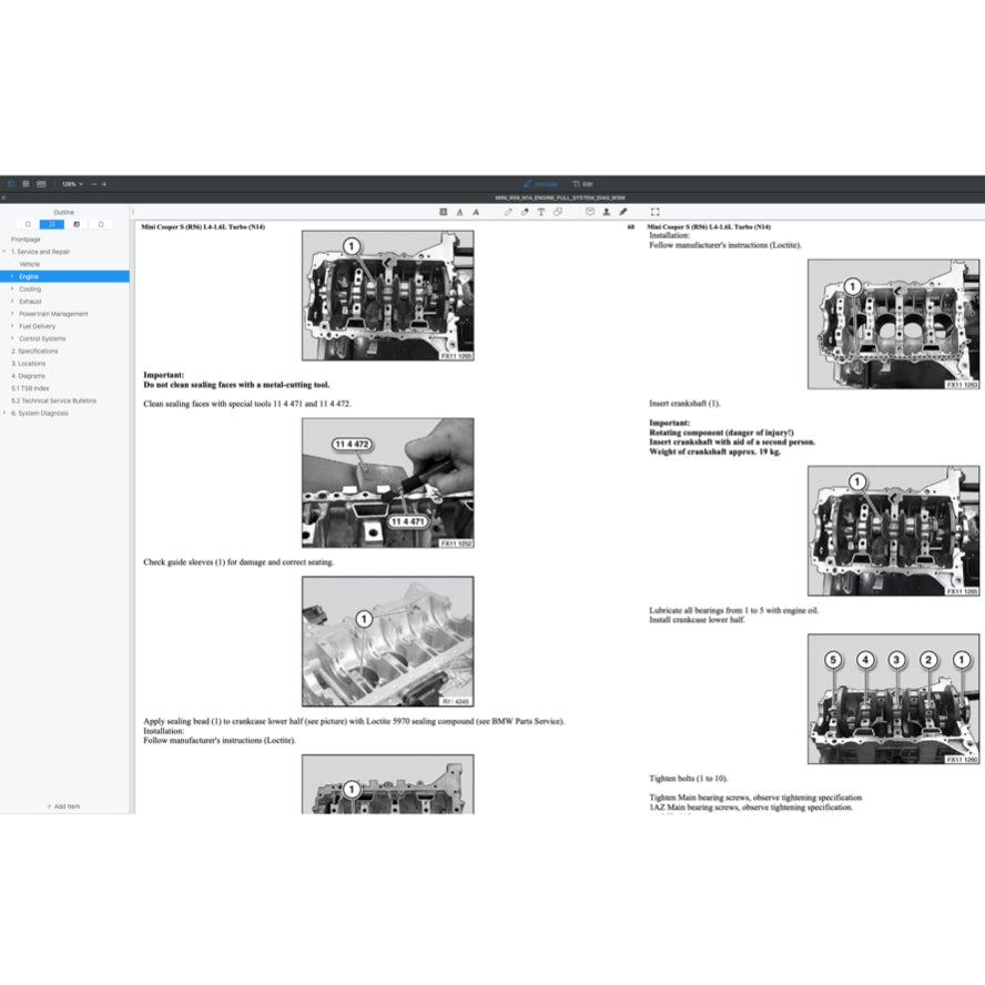 MINI COOPER S R55/56/57 N14 (2006-2012) ENGINE SERVICE WORKSHOP MANUAL + COMPONENT LOCATION+ WIRING - Image 3