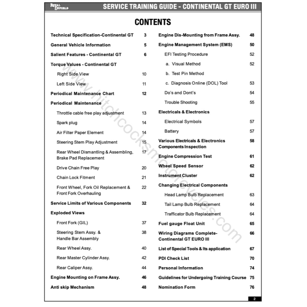 ROYAL ENFIELD CONTINENTAL GT 535 (2013-2016) SERVICE WORKSHOP MANUAL + PARTS CATALOGUE + OWNER'S MANUAL - Image 3