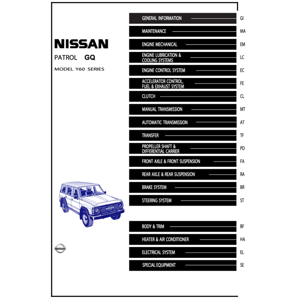 NISSAN PATROL Y60 GQ (1987-1997) SERVICE WORKSHOP MANUAL - Image 3