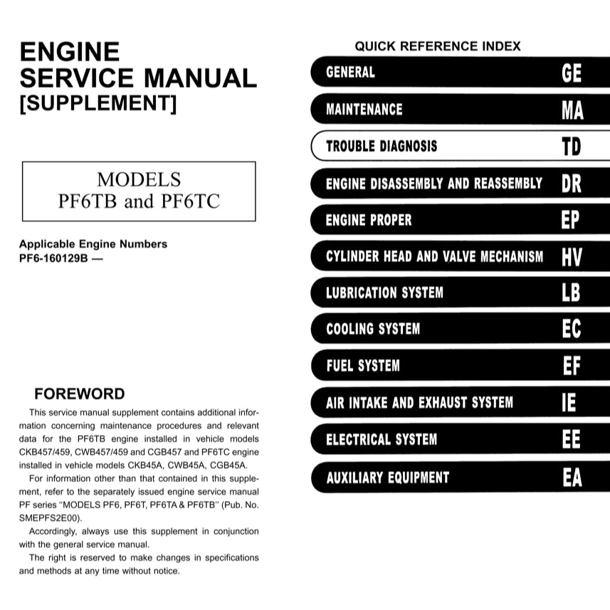 NISSAN UD DIESEL ENGINE PF6/PF6T/PFT6TA/PF6TB/PF6TC SERVICE REPAIR MANUAL - Image 9