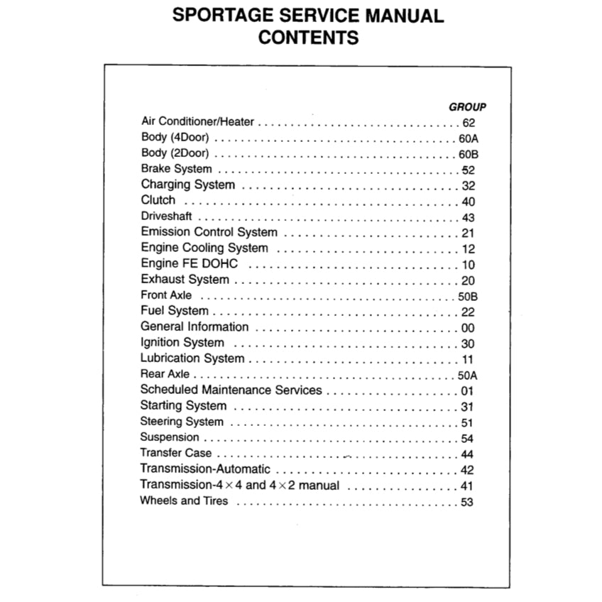 KIA SPORTAGE JA/NB (1996-2004) SERVICE WORKSHOP MANUAL - Image 3